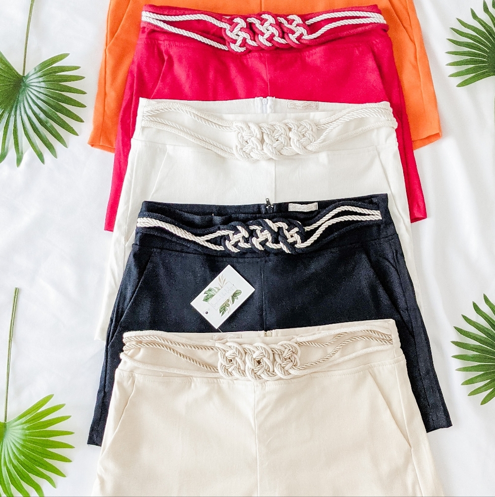 FUSCHIA ROPE BELT SHORTS - Picture 2 of 2